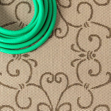 Charleston Vintage Filigree Textured Weave Indoor/outdoor Round Rug